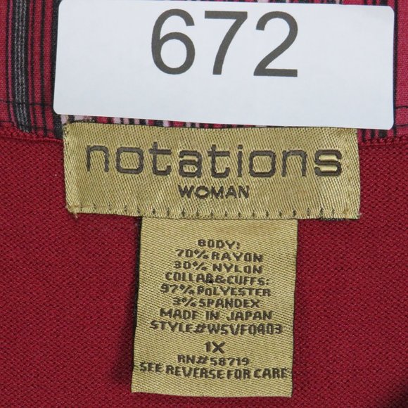 Notations* Women's 3/4 Sleeve Pullover Abstract Undershirt Waist Tie Sweater~ 1X - Picture 8 of 12